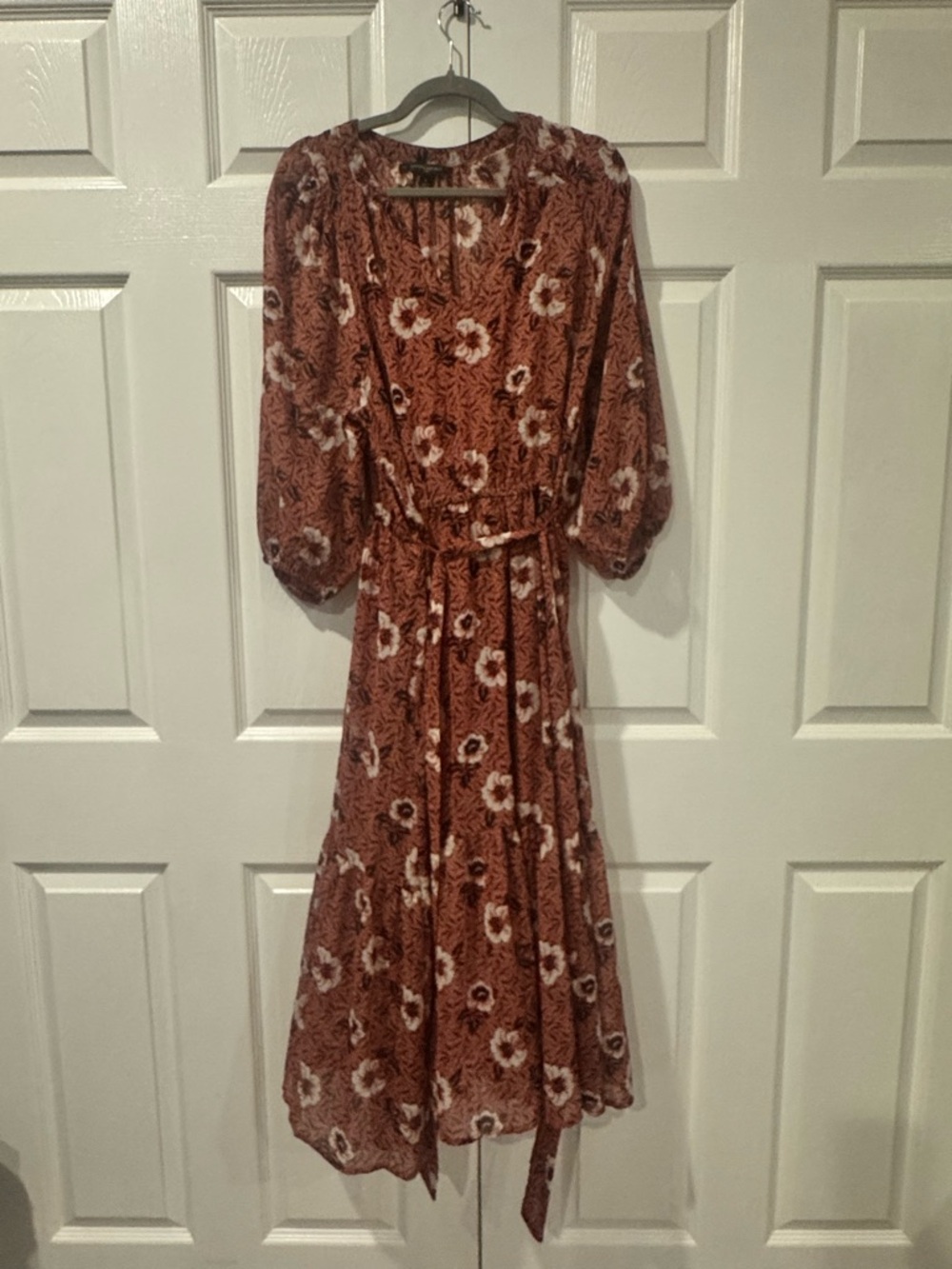 Banana Republic Rust Brown Floral Midi Dress
